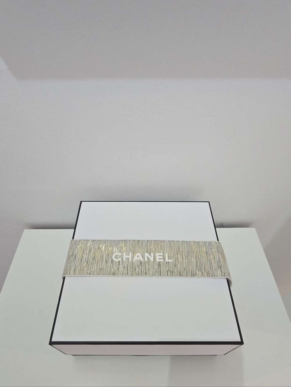 CHANEL White and Black Logo Gift Box